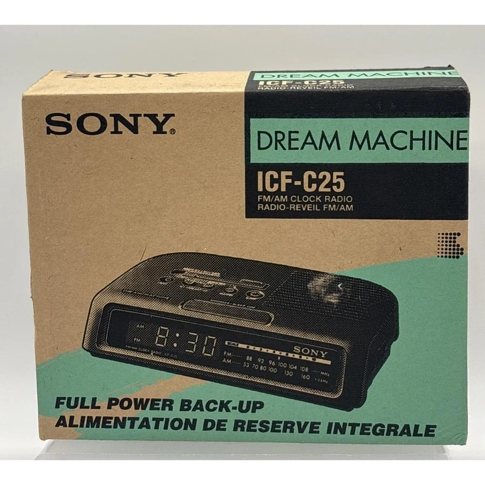Sony Dream Machine Model ICF-C25 Clock Radio AM/FM Alarm White Vintage Open Box